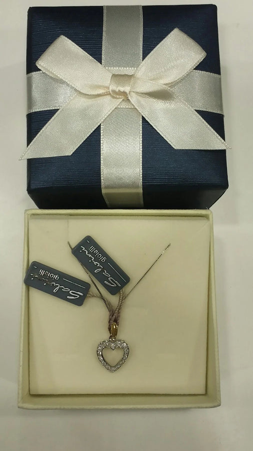 COLLANA SALVINI DONNA CON CIONDOLO A FORMA DI CUORE DIAMANTI ORO BIANCO 18 KT
